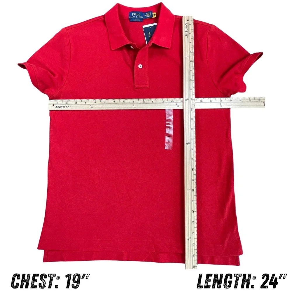 Polo Ralph Lauren Mens Medium M Red Polo Shirt NWT Fits Like SMALL Cut 38